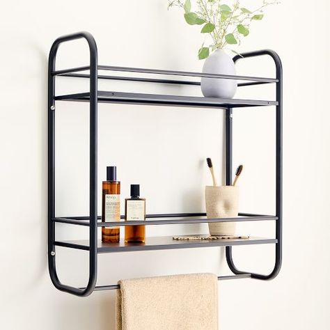 Furniture All Bathroom Renovation | West Elm Metal Wall Shelf, Bath Rack, Modern Wall Shelf, Metal Wall Shelves, Metal Bathroom, Bathroom Wall Shelves, Bathroom Storage Solutions, Over Toilet, King William