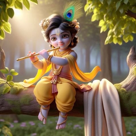 Krishna Sitting Under Tree, Krishna Sitting, Mahadev Photos, Fruit Basket Drawing, Krishna Playing Flute, Art Exhibition Ideas, Krishna Mahadev, Hd Happy Birthday Images, Playing The Flute