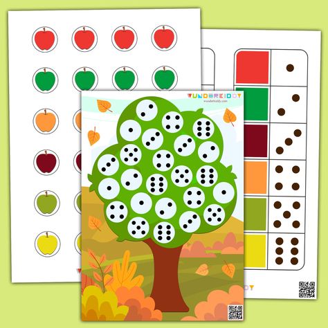 Apple Tree Number Matching Activity, Tree Activities For Kindergarten, Apple Activities Preschool, Counting Activities For Preschoolers, Preschool Apple Activities, Analytical Thinking, Preschool Math Games, Apple Math, Activity For Preschool