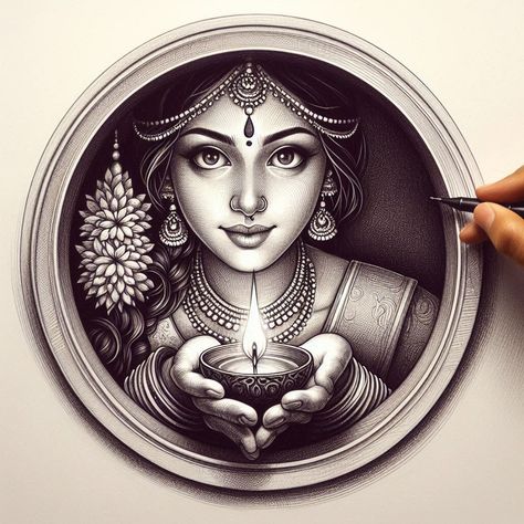 Diwali Drawing Pencil Sketch, Sketch For Diwali, Dipawali Drawing Ideas, Diwali Sketch Pencil, Diwali Drawing Sketch, Diwali Art Painting, Diwali Sketch Drawing, Diwali Sketch, Diwali Mandala Art