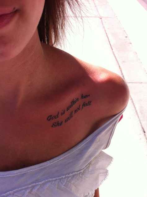 Collar Bone Tattoo Quotes, Spine Tattoo Quotes, 27 Tattoo, Quote Tattoos Placement, Mastectomy Tattoo, Verse Tattoos, Piercings Ideas, Autumn Tattoo, Bone Tattoo