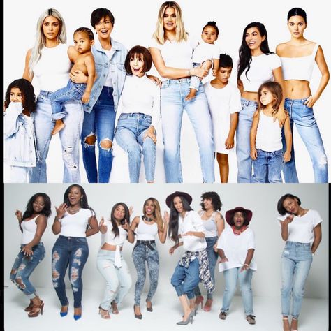 Denim Christmas Pictures, White And Jeans Family Pictures, White Shirt And Jeans Outfit Photoshoot, White And Denim Family Pictures, Deltaversary Ideas, Denim Photoshoot Family, Denim And White Family Pictures, Generations Photoshoot, Adult Family Photos