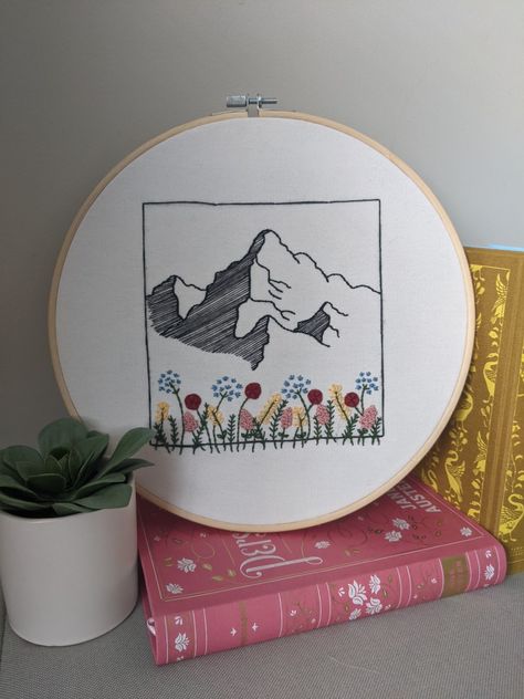 Mountain Colorado Embroidery Embroidered Mountains Simple, Colorado Embroidery, Embroidered Mountains, State Embroidery, Mountain Embroidery, Card Embroidery, Mountain Nursery, Hand Embroidery Patterns Free, Cross Stitch Geometric