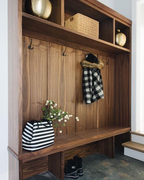 Walnut mud room on point 🙌🏻🌿 Tile Mudroom, Mudroom Cabinet, Mudroom Cabinets, Slate Floor, Slate Tile Floor, Walnut Cabinet, Shower Wall Tile, Mudroom Ideas, Mudroom Entryway