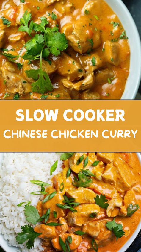 Slow Cooker Chinese Chicken Curry Slow Cook Chicken Curry, Chinese Chicken Curry Recipe, Curry Powder Recipes, Slow Cooker Chinese, Chinese Chicken Curry, Best Chicken Curry Recipe, Chinese Curry, Crock Pot Curry, Slow Cooker Curry Recipes