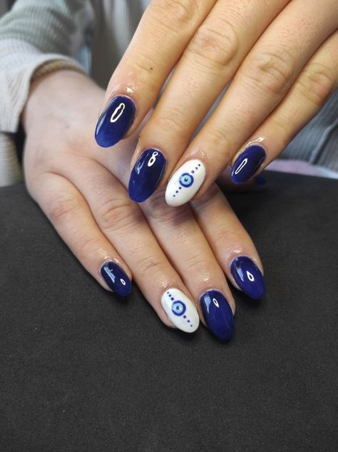 Summer Nails 2023 Color Trends | Summer Nails Arcylic Ojo Turco Nails, Evil Eye Nail Designs, Nails Polish Designs, Summer Nails 2023 Color Trends, Nails 2023 Color Trends, Evil Eye Nail, 2023 Color Trends, Best Summer Nails, Summer Nails 2023