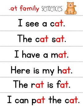 Fluency Families Words in Sentences {short a words} Cvs Words Kindergarten, Short A Sentences, Word Families Kindergarten, Cvc Reading, Short A Words, Sentences Kindergarten, Kindergarten Word Families, Phonics Reading Passages, A Words