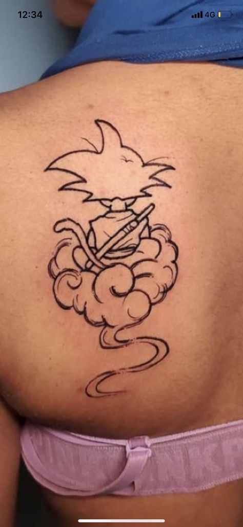 Goku Flying Nimbus Tattoo, Nimbus Cloud Tattoo Dbz, Goku Nimbus Tattoo, Small Dragon Ball Tattoo, Goku Kanji Tattoo, Dragon Balls Tattoos, Small Dragon Ball Z Tattoo Ideas, Dbz Tattoo Ideas Small, Funny Anime Tattoo