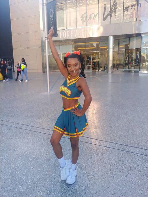 Vegas Fashion Show Mall Halloween Bring It On costume Clovers Clover Halloween Costume, Clovers Halloween Costume, Clovers Cheer Costume, Bring It On Costume, Clover Cheerleader Costume, Halloween Costume Cute, Cheerleader Halloween Costume, Cheer Costumes, Cheerleader Costume