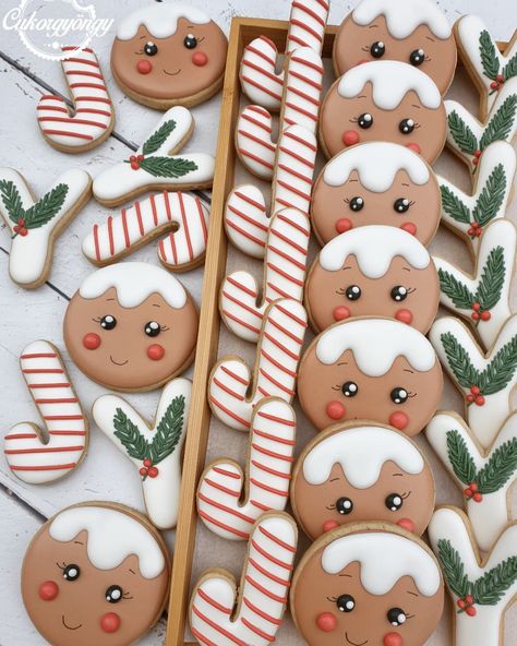 Decorated Cookies Ideas, Iced Christmas Cookies, No Bake Sugar Cookies, Christmas Sugar Cookies Decorated, Christmas Cookie Box, Cute Christmas Cookies, Royal Iced Cookies, Sugar Cookie Royal Icing, Iced Sugar Cookies