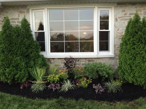 Plant Ground Cover
Low-cost ground covers like clover or creeping thyme are alternatives to grass that require less maintenance.

DIY Raised Flower Beds
Build flower beds from pallets or repurposed wood for a budget-friendly gardening option.

Suggested Hashtags:
#LandscapingIdeas
#FrontYardMakeover
#DIYLandscaping
#BudgetLandscaping
#FrontYardDesign
#CheapLandscaping Front Window Garden Bed, Garden Under Window Front Yards, Picture Window Landscaping, Landscaping In Front Of Bay Window, Landscaping Under Front Window, Landscape Bay Window Front Yard, Landscape In Front Of Window, Front Garden Under Window Ideas, Landscape In Front Of Picture Window