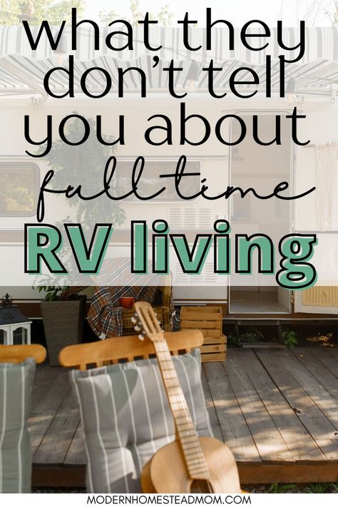 Have you considered living in an RV full-time but want to know what it will be like? Learn the best hacks and tricks for living in an RV full-time with kids. What it's like living in a camper full time, the back hacks organization, and more. Camper Living Full Time, Living In An Rv Full Time, Homestead Mom, Living In A Camper, Living In An Rv, Modern Homestead, Fifth Wheel Campers, Old Campers, Small Rv