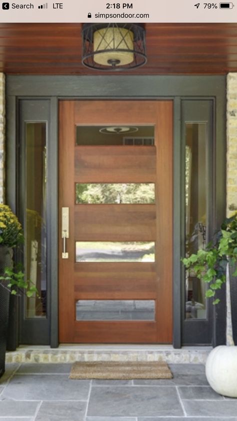 Traditional Modern Front Door, Exterior House Doors Front Entry Modern, Modern Single Front Door, Modern Exterior Front Door, Modern Wood Exterior Door, Modern Wood Front Doors With Glass Panels, Modern Rustic Front Door, Modern Front Door With Windows, Exterior Front Door Ideas Entrance