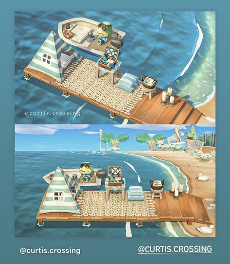 Acnh Island Design Ideas Entrance, Animal Crossing Coastal, Acnh Small Area Ideas Beach, Animal Crossing Yacht Ideas, Acnh Yacht Ideas, Acnh Dock Ideas Kapp’n, Coastal Acnh, House On Beach Acnh, Acnh Beach Decoration