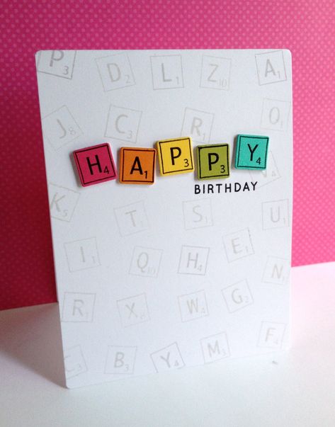 Such a Fun Birthday card by Lisa Adessa using brand New Simon Says Stamp from the Color of Fun release. Scrabble Cards, Creative Birthday Cards, Birthday Card Craft, Bday Cards, Birthday Cards Diy, Happy Birthday Card, Card Making Inspiration, Simon Says Stamp, Handmade Birthday Cards