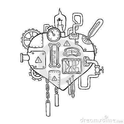 Caliper, Ruler And Pencil On Technical Drawings. Royalty Free ... Engeenering Drawing, Steampunk Quilts, Steampunk Art Drawing, Steampunk Drawing, Animal Stencil Art, Mechanical Heart, Steampunk Coloring, Steampunk Theme, Steampunk Heart