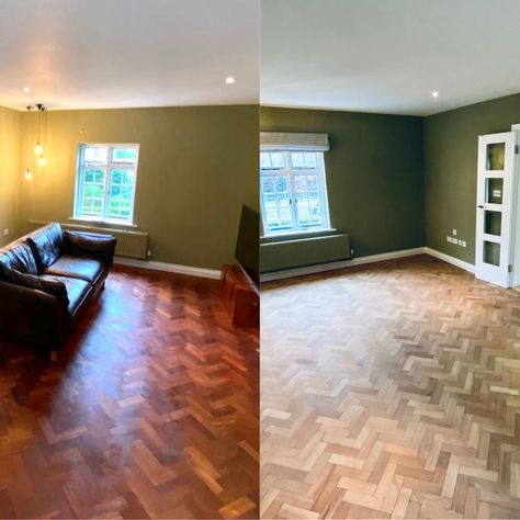 Stunning Parquet Flooring Transformation 😍 Product used: Polyx-Oil Raw 3044 Project by @meta_decor (IG) Lounge Parquet Flooring, Tv Stand Modern Design, Wood Floor Design, Wood Parquet, Pink House, Wooden Floor, Pink Houses, Parquet Flooring, Raw Wood