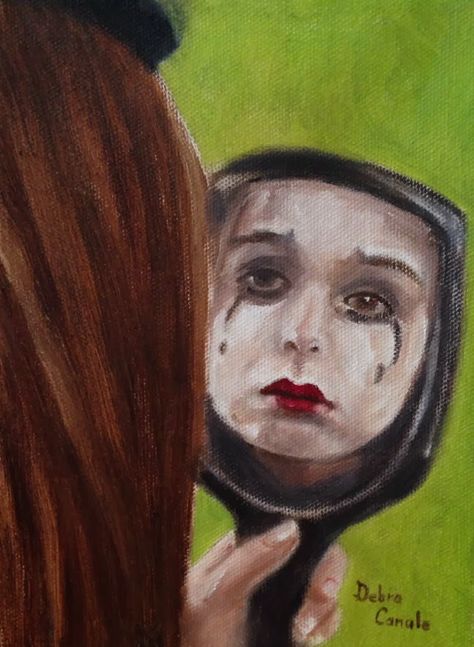 Reflection -  Debra Canale Beauty Expectations Art, Final Painting Project, Reflection Art Ideas, Your Reflection Drawing, Insecure Drawing Mirror, Looking Into A Mirror Drawing, Art That Tells A Story, Mirror Reflection Drawing Reference, Reflection Gcse Art