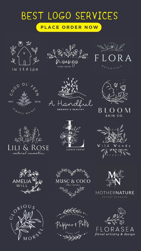 Logo Fleur, Kitchen Logo, Florist Logo, Floral Logo Design, Flower Logo Design, Boho Logo, Logo Floral, Best Logo, Unique Logo Design