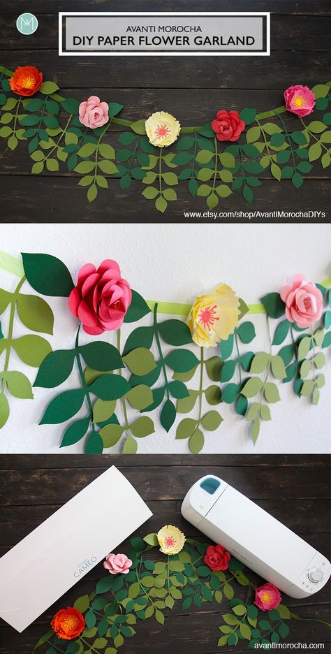 This Paper Flower Garland is a perfect decoration to bring color to a room. Diy Garland Paper, Construction Paper Flowers, Paper Flower Garland, Flower Garland Diy, Diy Dream Catcher, Paper Flower Garlands, Construction Paper Crafts, Fleurs Diy, Large Paper Flowers