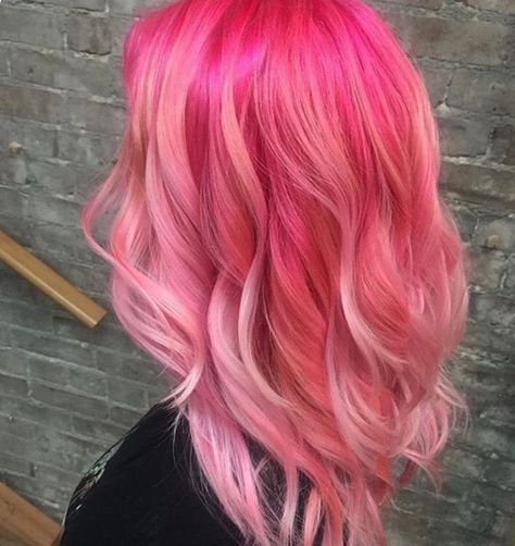 50 Pink Hair Looks To Go Crazy For CherryCherryBeauty.com  #pink #pinkhair #pinkhairdontcare #pastelhair #pastellocks #hairart Hombre Pink Hair, Dimensional Pink Hair, Valentines Day Hair Color, Two Tone Pink Hair, Pink Extensions, Bubblegum Pink Hair, Bright Pink Hair, Pink Ombre Hair, Hair Blond