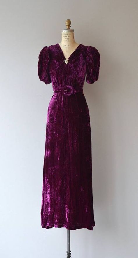 Silk Velvet Dress, Vintage 1930s Dress, 30s Dress, Madame Gres, 1930 Fashion, Velvet Belt, 1930s Dress, 30s Fashion, Dress Clip