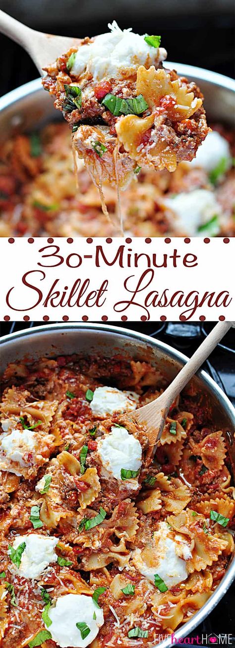 Skillet Lasagna, Fettuccine Alfredo, God Mat, Lasagna Recipe, Minestrone, Linguine, Spaghetti Squash, Tortellini, One Pot Meals