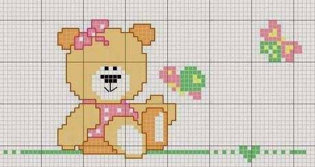 lenzuolini punto croce schemi gratis | Schemi punto croce per ricamare bavaglini, lenzuolini,copertine ... Háčkované Lemy, Cross Stitch Tutorial, Baby Cross Stitch Patterns, Baby Sheets, Cross Stitch For Kids, Baby Cross, Cross Stitch Baby, Cross Stitch Animals, A Cross