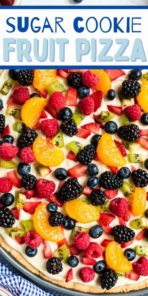 Homemade Fruit Pizza, Sugar Cookie Fruit Pizza, Cookie Fruit Pizza, Dessert Pizza Fruit, Fruit Pizzas, Fruit Pizza Crust, Fruit Sugar Cookies, Easy Fruit Pizza, Fruit Pizza Sugar Cookie