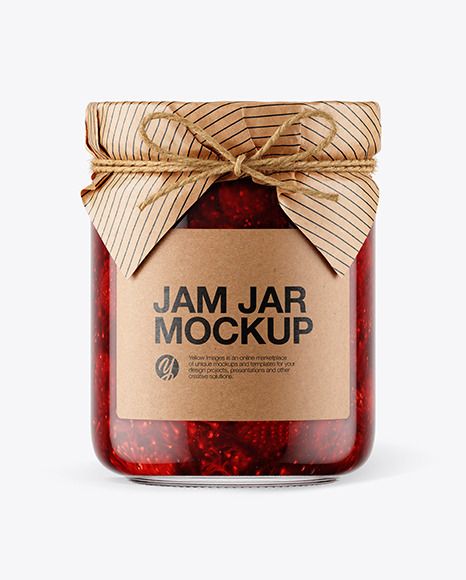 Glass Strawberry Jam Jar with Paper Cap Mockup. Present your design on this mockup. Includes special layers and smart objects for your creative works. Tags: 3D layers, 3d Mockup, berry, clear, craft, dessert, food, front view, glass, glossy, jam, jar, jute, matte, natural, pack, package, paper, strawberry, twine. #mockup #psdmockup #brandmockup #yellowimages Strawberry Jam Packaging, Jam Logo Design Ideas, Sustainable Branding, Paper Strawberry, Small Jam Jars, Jam Jar Labels, Jam Packaging, Cranberry Dessert, Homemade Goods