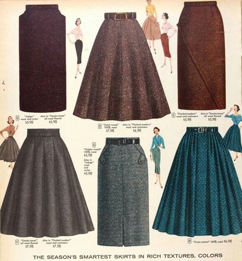 . Tweed Skirts, Retro Mode, Winter Skirt, Old Fashion, Look Vintage, Wool Skirts, 50s Fashion, 1950s Fashion, Dress Plus Size