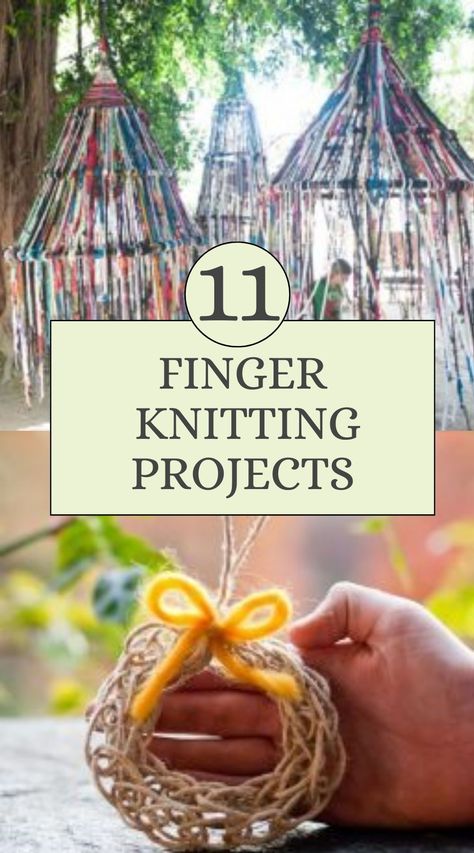 Discover the joy of finger knitting with these simple and fun craft projects! Whether you're a beginner or experienced knitter, finger knitting is a fantastic way to create beautiful pieces without the need for needles. Dive into these easy tutorials and unleash your creativity today! Finger Weaving Projects, Finger Weaving For Kids, Yarn Projects No Knit, Easy Finger Knitting Projects, Finger Knit Projects, Finger Knit Animals, Finger Knitting Ideas, Finger Knitting Projects For Beginners, Finger Crochet For Beginners