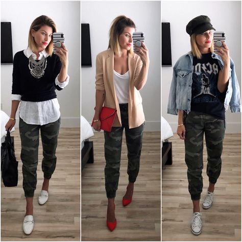 Wear It Wednesday, Joggers Outfit Women, Fall Jackets Outfit, Camo Pants Outfit, Wfh Outfits, Mom Clothes, Camouflage Outfits, Womens Outfits, Outfits Woman