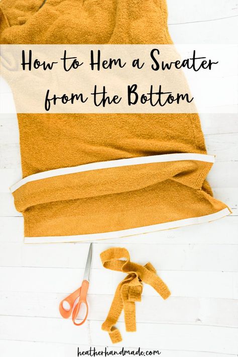 Learn how to shorten a sweater from the bottom with hem tape. This sewing technique removes the ribbing, but it's an easy sewing alteration. Shorten A Sweater, Twin Needle Sewing, Upcycling Clothing, Fix A Zipper, Sew Your Own Clothes, Sewing Alterations, Altering Clothes, Sewing Blogs, Easy Sewing Projects