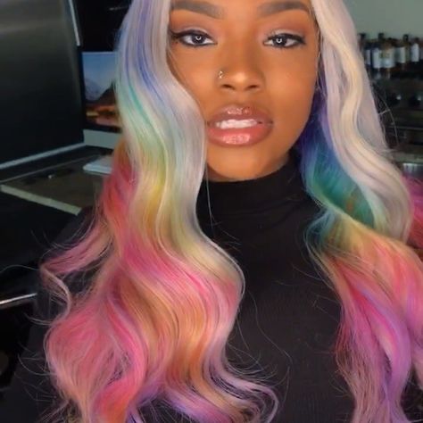 Colored Hairstyles, Pink Blonde, Hype Hair, Perfect Human, Lace Fronts, Rainbow Hair Color, Sew In Hairstyles, Creative Hair Color, Dyed Natural Hair