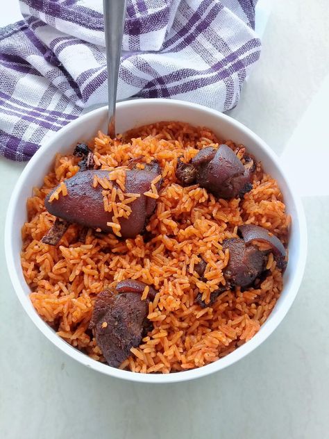 Jollof with goat meat (mutton) is very tasty. #jollof #Africa #Ghana  #goat Wedding Foods, Nigeria Food, Ghana Food, Ghanaian Food, African Recipes Nigerian Food, Ghana Wedding, West African Food, Nigerian Recipes, Africa Food