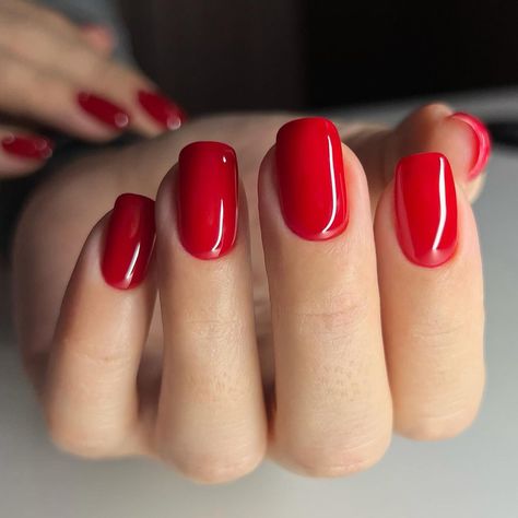 20 Sweet and Chic Cherry Red Nails to Save Forever Red Nails Square Round, Sns Red Nails, Red Nail Dip Powder, Bright Cherry Red Nails, Nails For Redheads, Christmas Red Nail Designs, Gel Nail Designs Red, Red Nail Looks, Cherry Red Nails Acrylic