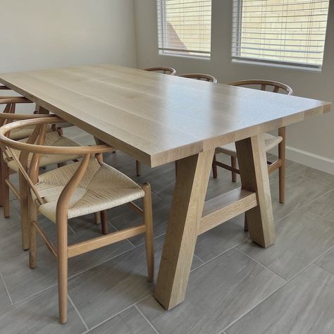 Custom White Oak Dining Table Fall Coffee Table Decor, White Oak Dining Table, White Oak Table, Wood Dining Room Table, Contemporary Dining Room, Kitchen Dining Tables, Solid Wood Table, Dining Table Top, Oak Table