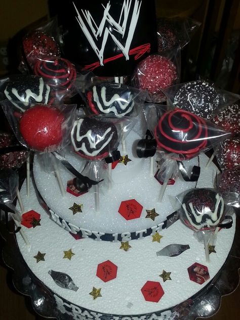 Wrestling cake pops Wwe Cake, Wrestling Cake, Wwe Birthday Party, Wwe Party, Wwe Birthday, Alice In Wonderland Props, Birthday Party 21, Party Cake, Boy Birthday Party