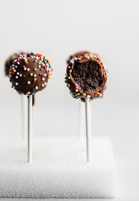 Chocolate cake pops are easy to make! In fact, this recipe goes over how to make them. Cake pops are perfect for birthdays, Easter, baby showers, Valentine's Day, and weddings. Fruit Paste, Cake Pop Recipe Easy, Chocolate Cake From Scratch, Cheesecake Pops, Homemade Chocolate Frosting, Christmas Themed Cake, Cake From Scratch, Chocolate Cake Pops, Christmas Cake Pops