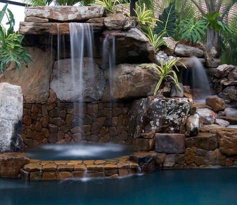 Grotto Waterfall, Stone Showers, Stream Waterfall, Insane Pools, Backyard Spa, The Grotto, Luxury Swimming Pools, Lagoon Pool, Pool Remodel