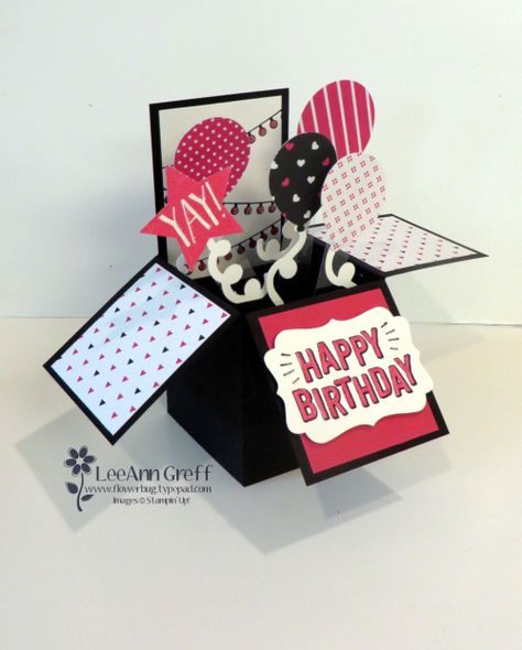 Confetti Celebration Box card Box Cards Tutorial, Cards Tutorial, Celebration Box, Exploding Box Card, Circuit Ideas, Pop Up Box Cards, Fun Folds, Box Cards, Exploding Boxes