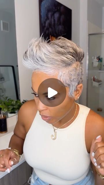 Going Grey, Embrace It, Going Gray, Grey Hair, Silver Hair, Pixie Cut, Hair Makeup, Short Hair Styles, Hair Color