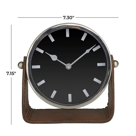 Cole And Gray Modern Stainless Steel Clock Manage Your Time, Shelf Clock, Analog Clock, Faux Leather Coat, Leather Stand, Modern Clock, Decorative Table, Tabletop Clocks, Clock Decor