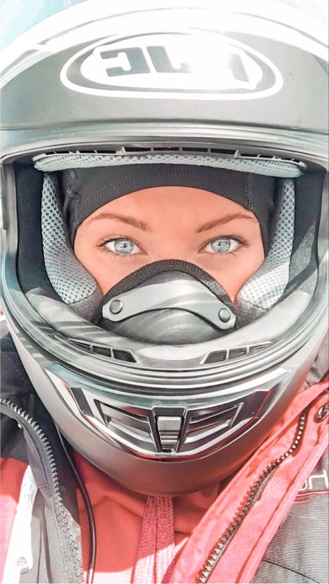 Snowmobile helmet, blue eyes, selfie Eyes Selfie, Snowmobile Helmets, Female Biker, Cat Ear, Motorcycle Gear, Motorcycle Helmet, Motorcycle Helmets, Snowmobile, Bicycle Helmet