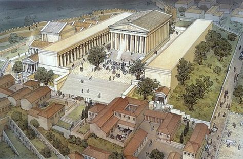 Recreation of the Court and Temple of Quirinus Imperiul Roman, Ancient Roman Architecture, Architecture Antique, Rome Antique, Roman City, Empire Romain, Roman Architecture, Roman History, Ancient Architecture