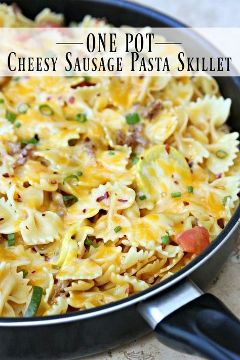 $10 Dinner #dinnerrecipes #easydinner #skilletmeal Sausage Pasta Skillet, Cheesy Sausage Pasta, Sausage Skillet, Jimmy Dean Sausage, Pasta Skillet, Pastas Recipes, Easy Skillet Meals, Skillet Pasta, Easy Skillet