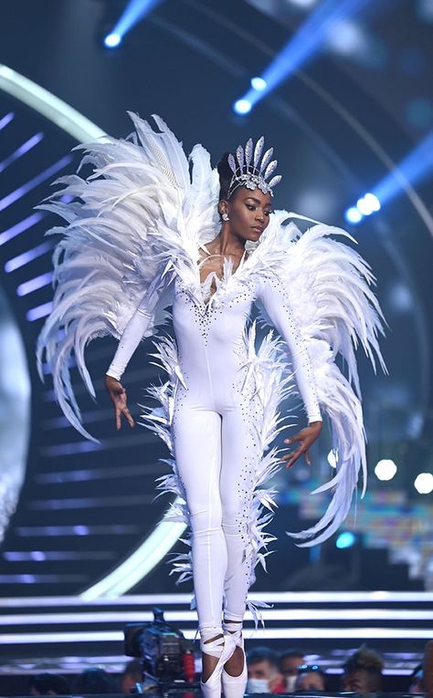 South Africa from Miss Universe 2021: National Costume Show on E! Online Dove Costume, Lalela Mswane, Fun Fashion Pageant Outfit, Fun Fashion Pageant, Miss Universe Costumes, Carnival Outfit Carribean, Miss Universe National Costume, Miss Nigeria, Green Leotard