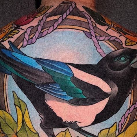 https://www.sunshinetattooramsgate.com/artists/jack Jack Goks is Dead neotraditional magpie tattoo Kent South East England  Superstition, one for sorrow, luck Magpie Tattoo Traditional, Magpie Tattoo, One For Sorrow, Books Open, South East England, Jack Jack, Full Body Suit, Jack And Jack, Magpie