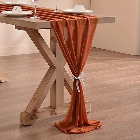 Amazon.com: Socomi 14ft Terracotta Chiffon Table Runner 29x170 Inches Sheer Wedding Runner Romantic Rustic Table Runner for Christmas Baby Shower : Home & Kitchen Christmas Baby Shower Decorations, Rustic Wedding Table Runners, Chiffon Table Runner, Rustic Table Runner, Christmas Bridal Showers, Baby Party Decorations, Wedding Runner, Rustic Table Runners, Christmas Baby Shower